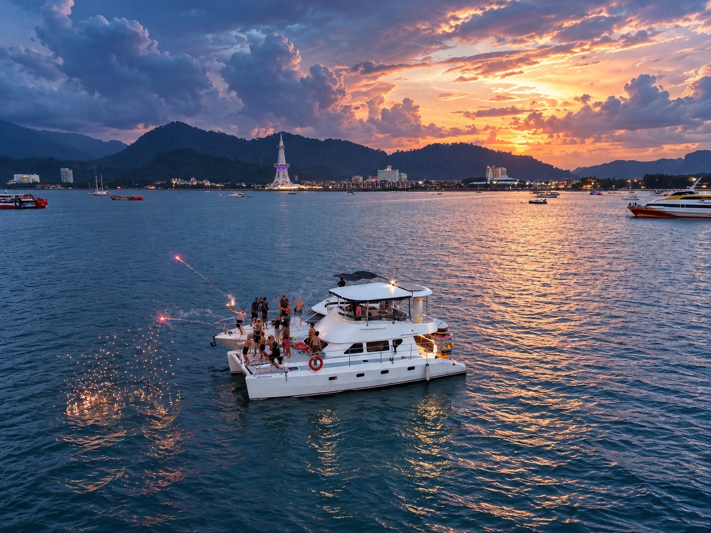Sunset yacht party