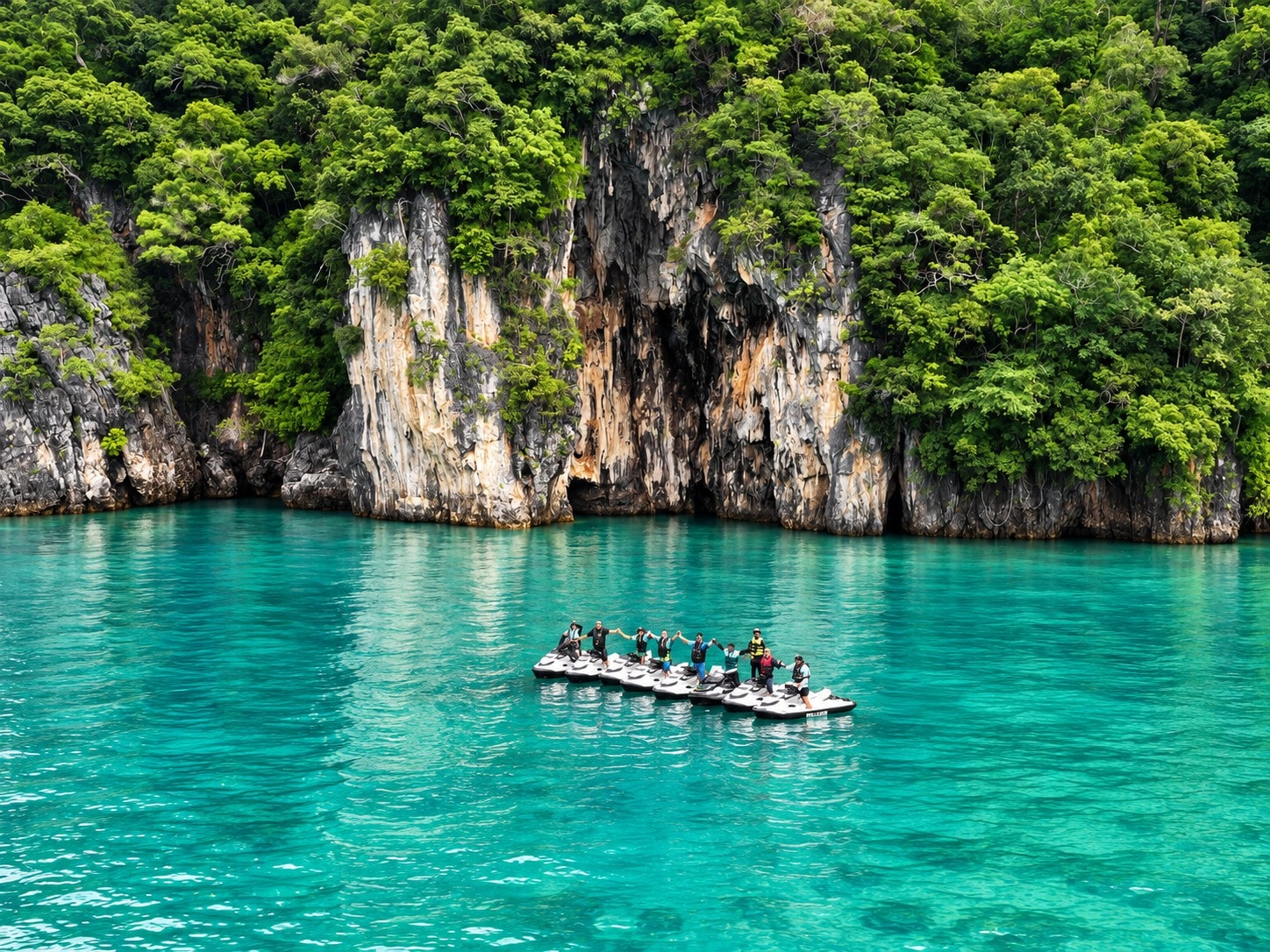 Riders at the limestone cliffs